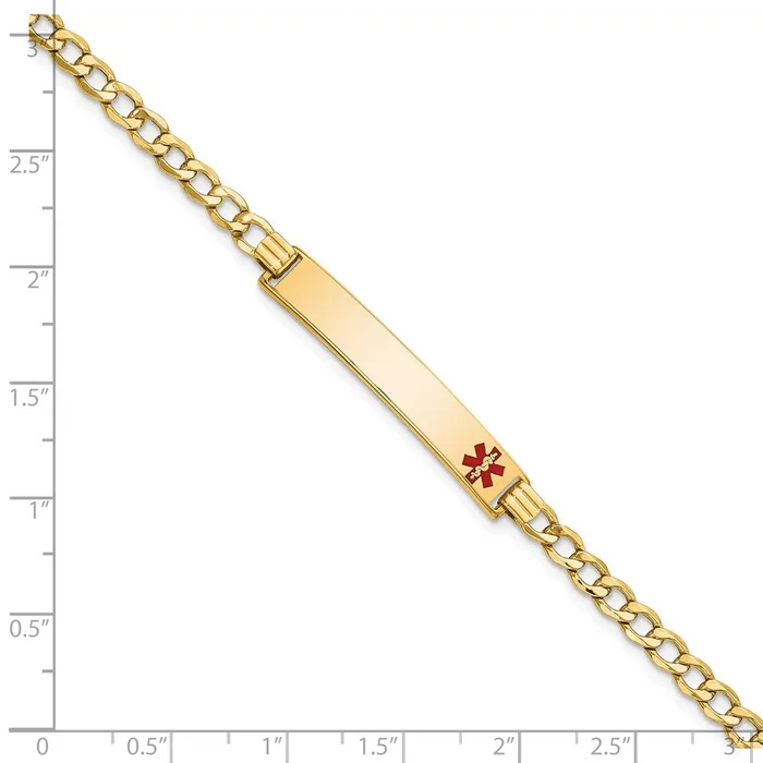 14K Semisolid Medical Red Enamel Curb Link ID Bracelet MDS Bracelets 14K Semisolid Medical Red Enamel Curb Link ID Bracelet MDS Bracelets