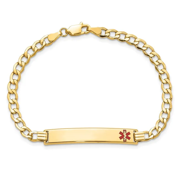 14K Semisolid Medical Red Enamel Curb Link ID Bracelet MDS Bracelets 14K Semisolid Medical Red Enamel Curb Link ID Bracelet MDS Bracelets