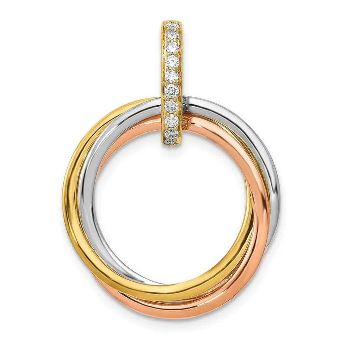 14k TriColor Gold 110ct Real Diamond Intertwined Circles Pendant Goldia PreStyled Sets 14k TriColor Gold 110ct Real Diamond Intertwined Circles Pendant Goldia PreStyled Sets