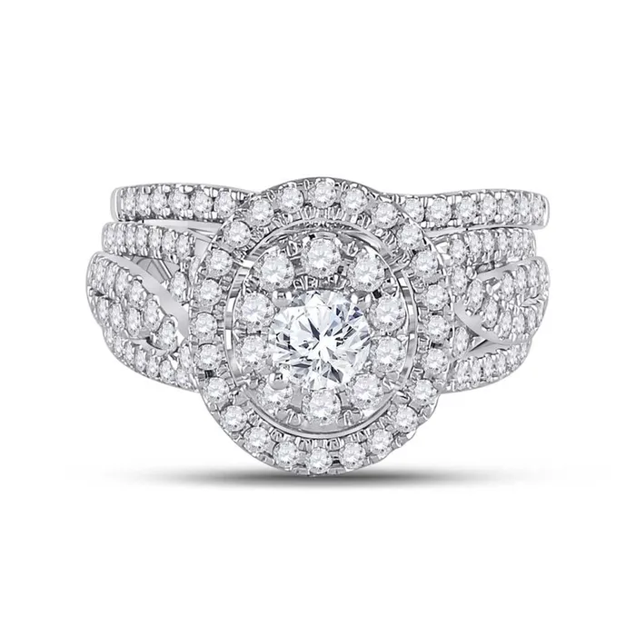 14k Twotone Gold Round Diamond Bridal Wedding Ring Set 112 Ctw Certified gndatlanta Rings