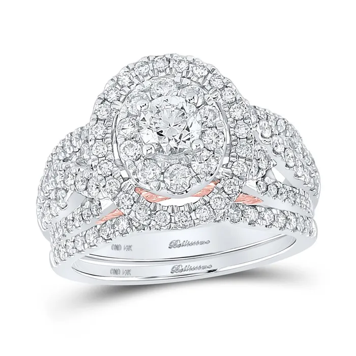 14k Twotone Gold Round Diamond Bridal Wedding Ring Set 112 Ctw Certified gndatlanta Rings