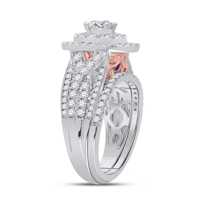 14k Twotone Gold Round Diamond Bridal Wedding Ring Set 112 Ctw Certified gndatlanta Rings
