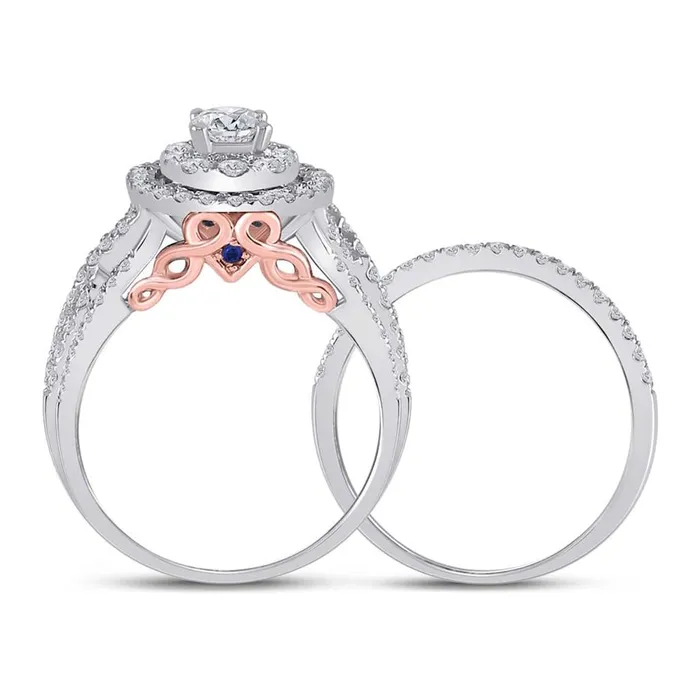 14k Twotone Gold Round Diamond Bridal Wedding Ring Set 112 Ctw Certified gndatlanta Rings
