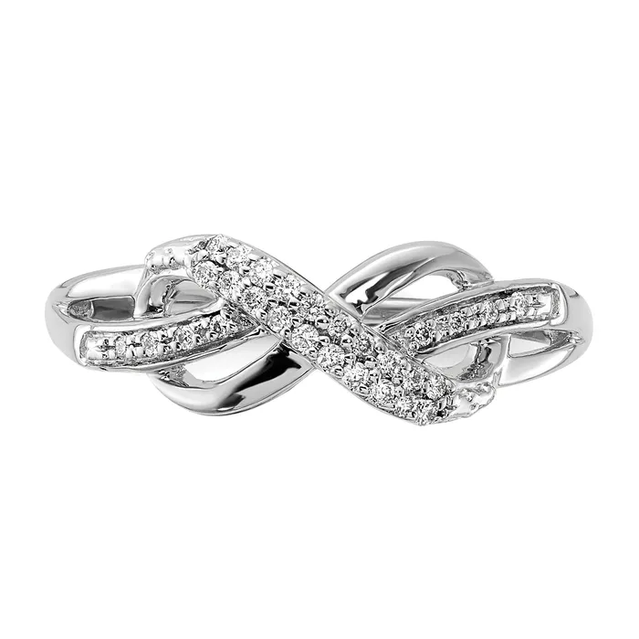 14k White Gold 110 Ct Lab Grown Diamond VSSI G Infinity Symbol Ring Goldia Rings