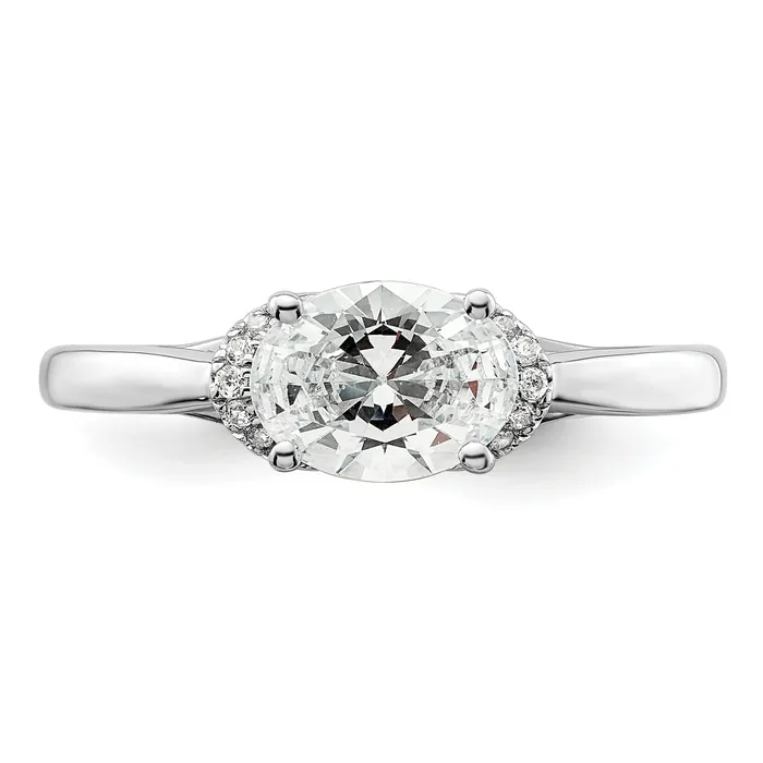 14k White Gold 120 Ct Lab Grown Diamond VSSI G 1 Ct Center EastWest Oval Engagement Ring Goldia Rings