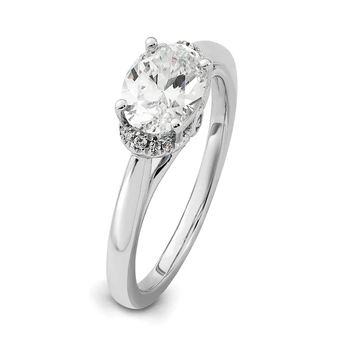 14k White Gold 120 Ct Lab Grown Diamond VSSI G 1 Ct Center EastWest Oval Engagement Ring Goldia Rings