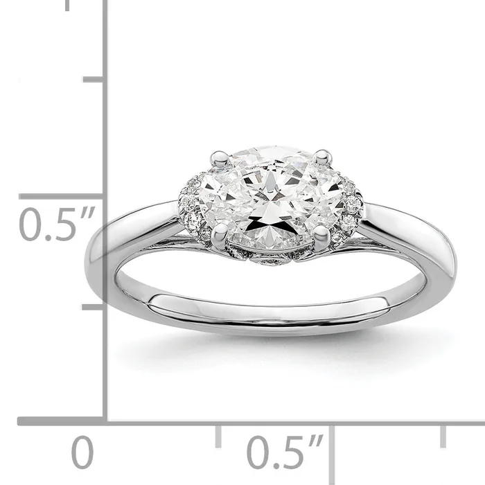 14k White Gold 120 Ct Lab Grown Diamond VSSI G 1 Ct Center EastWest Oval Engagement Ring Goldia Rings