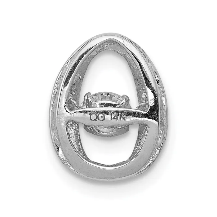 14k White Gold 13ct Vibrant Real Diamond Oval Chain Slide Goldia Necklaces