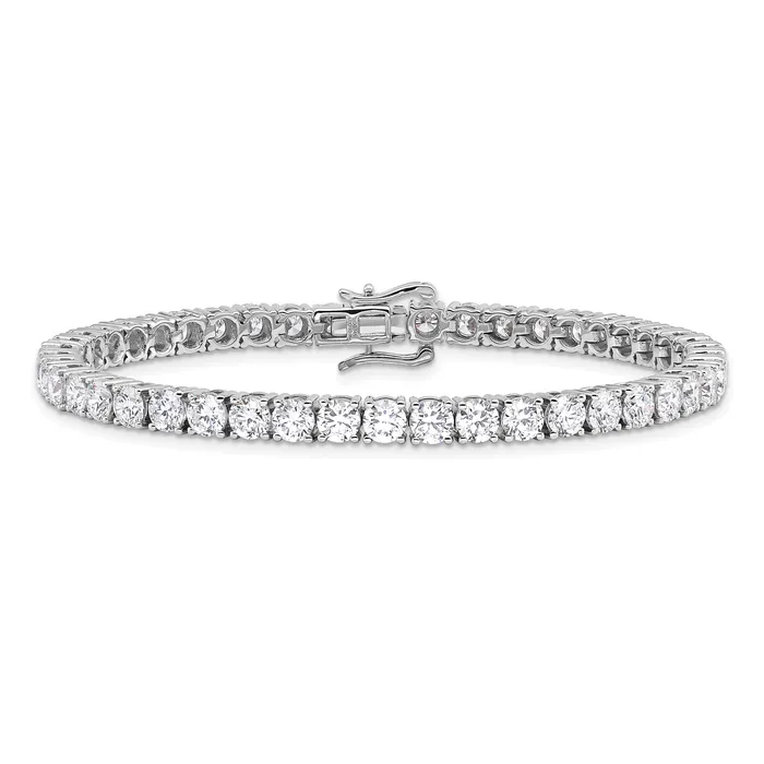 14k White Gold 10 Ct Lab Grown Diamond VSSI G Round Tennis Bracelet Goldia Bracelets