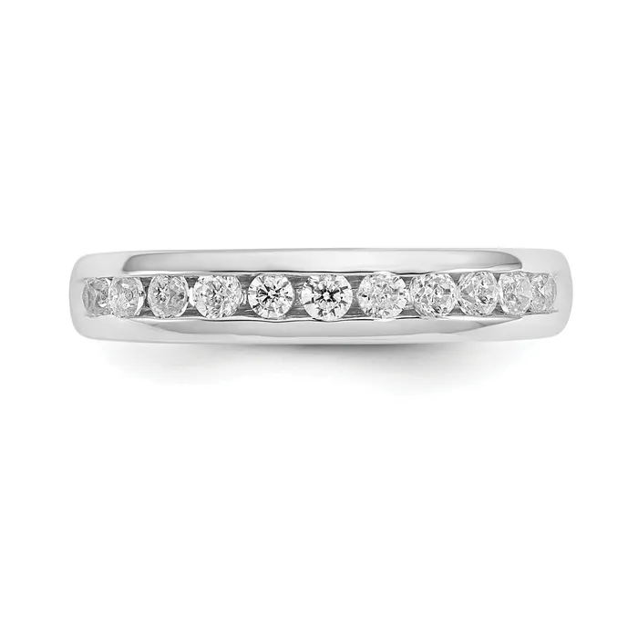14k White Gold 38 Ct Lab Grown Diamond VSSI G Eleven Stone Channel Set Band Ring Goldia Rings