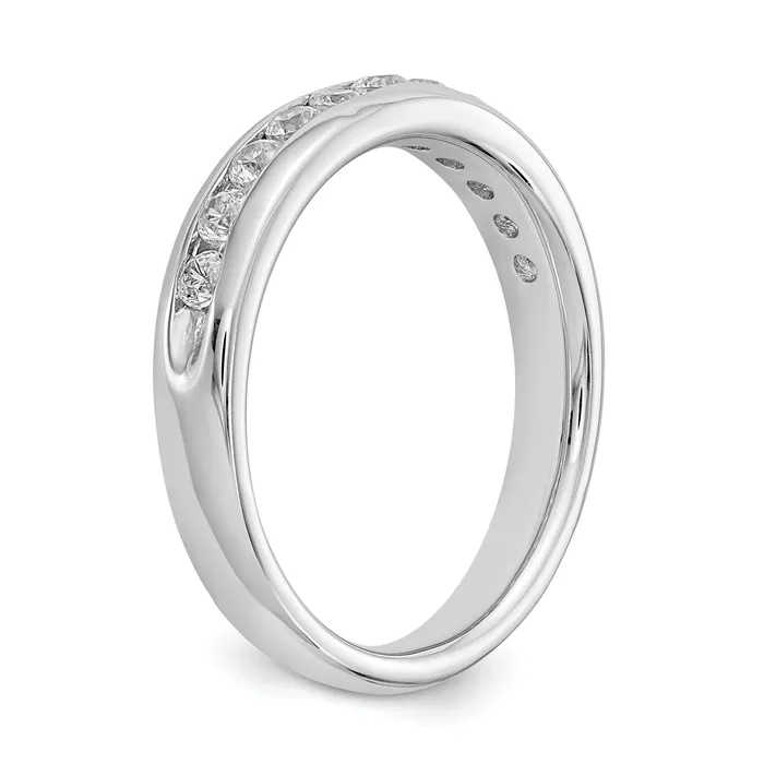 14k White Gold 38 Ct Lab Grown Diamond VSSI G Eleven Stone Channel Set Band Ring Goldia Rings