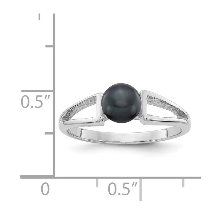14k White Gold 55mm Black FW Cultured Pearl ring Goldia Rings