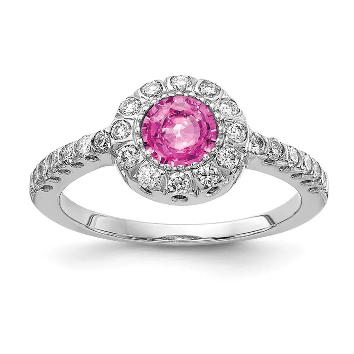 14k White Gold 5mm Pink Sapphire A Real Diamond ring Goldiacom Rings 14k White Gold 5mm Pink Sapphire A Real Diamond ring Goldiacom Rings