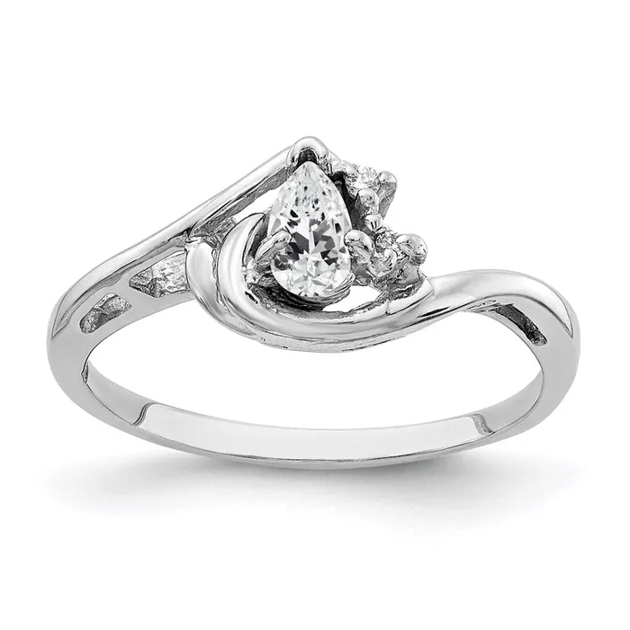 14k White Gold 5x3mm Pear Cubic Zirconia A Real Diamond ring Goldia Rings