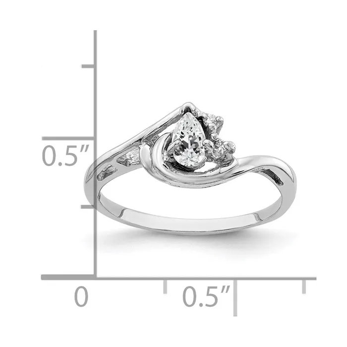 14k White Gold 5x3mm Pear Cubic Zirconia A Real Diamond ring Goldia Rings