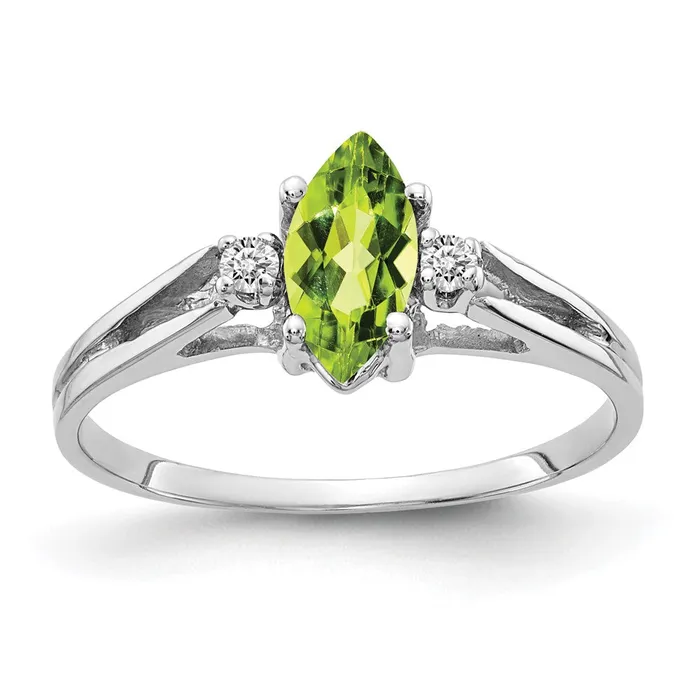 14k White Gold 8x4mm Marquise Peridot A Real Diamond ring Goldiacom Rings 14k White Gold 8x4mm Marquise Peridot A Real Diamond ring Goldiacom Rings