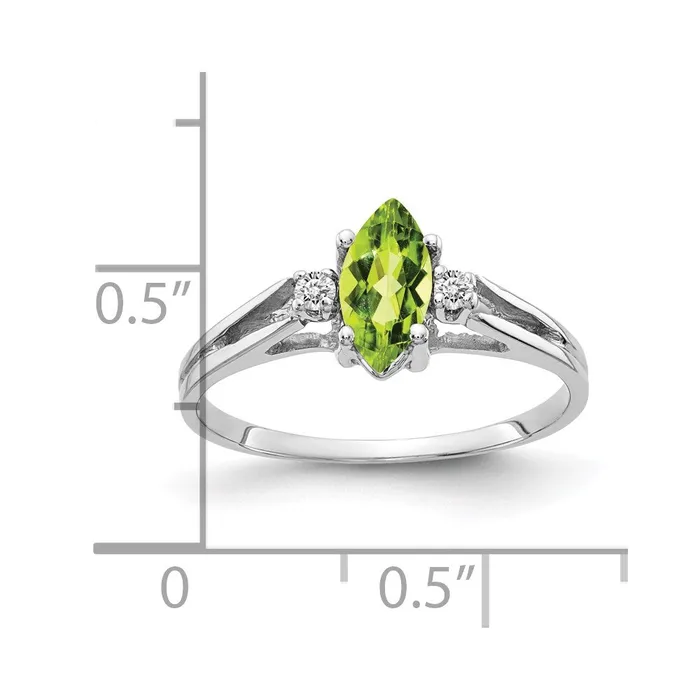 14k White Gold 8x4mm Marquise Peridot A Real Diamond ring Goldiacom Rings