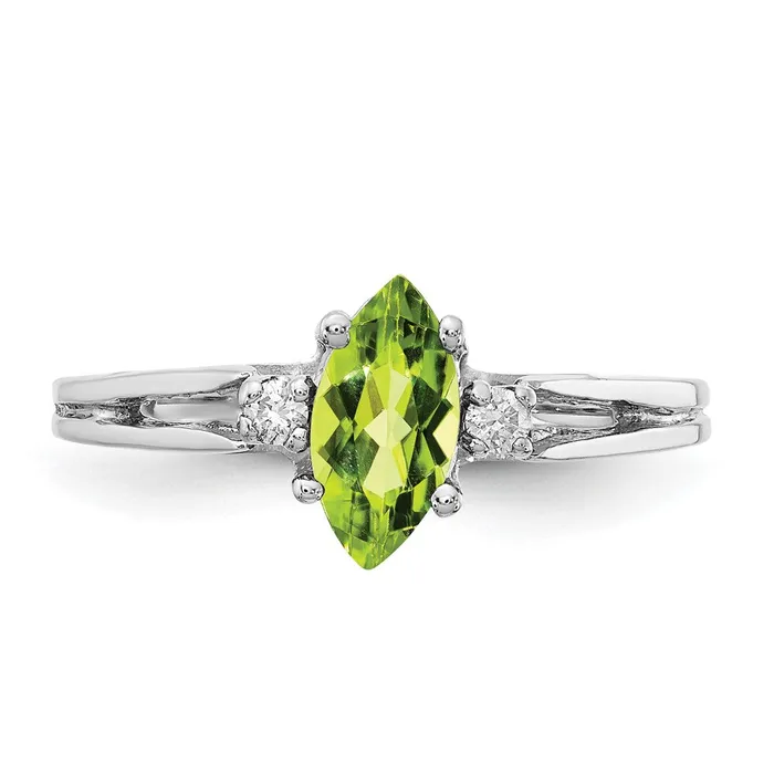 14k White Gold 8x4mm Marquise Peridot A Real Diamond ring Goldiacom Rings