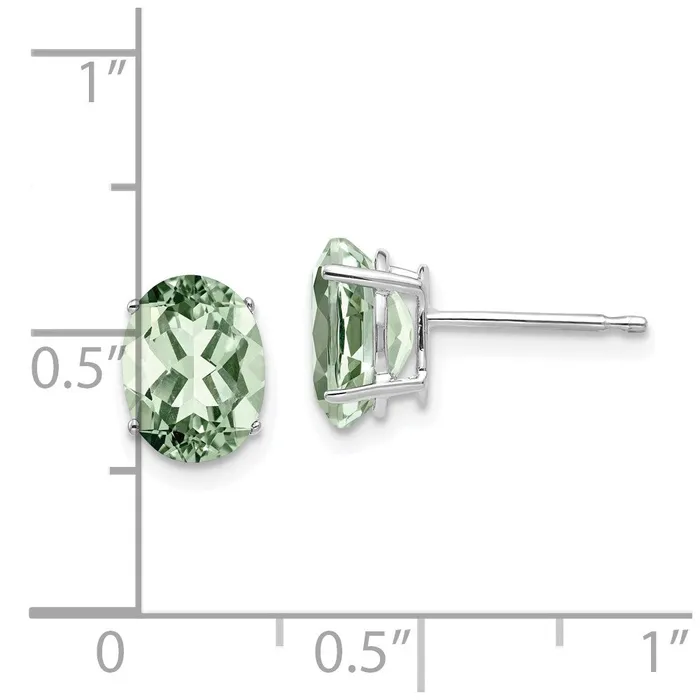 14k White Gold 8x6 Oval Green Quartz Earrings Goldia Earrings