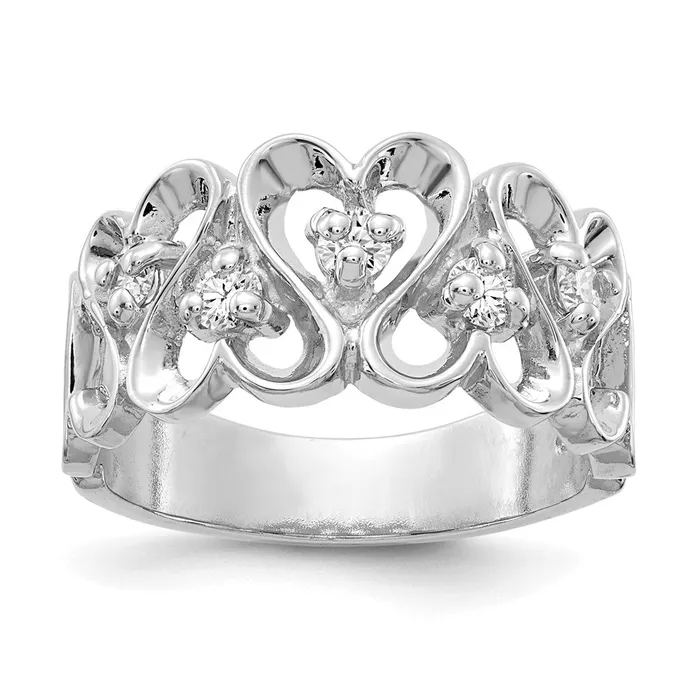 14k White Gold AA Diamond heart ring Goldia Rings