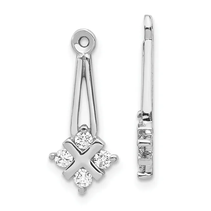 14k White Gold AAA Dangle Cluster Diamond Earring Jacket goldiaca Earrings