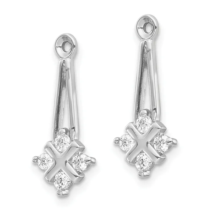 14k White Gold AAA Dangle Cluster Diamond Earring Jacket goldiaca Earrings