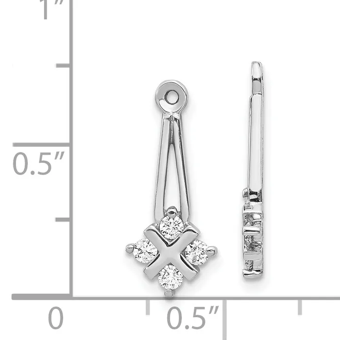 14k White Gold AAA Dangle Cluster Diamond Earring Jacket goldiaca Earrings