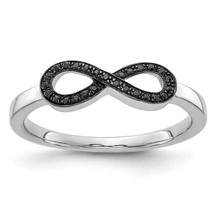 14k White Gold Black Real Diamond Infinity Ring Goldiacom Rings