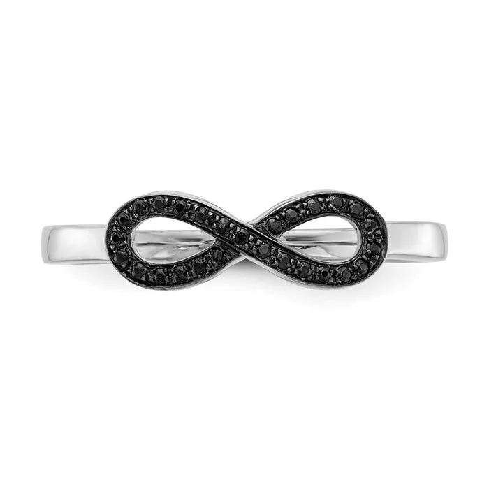 14k White Gold Black Real Diamond Infinity Ring Goldiacom Rings