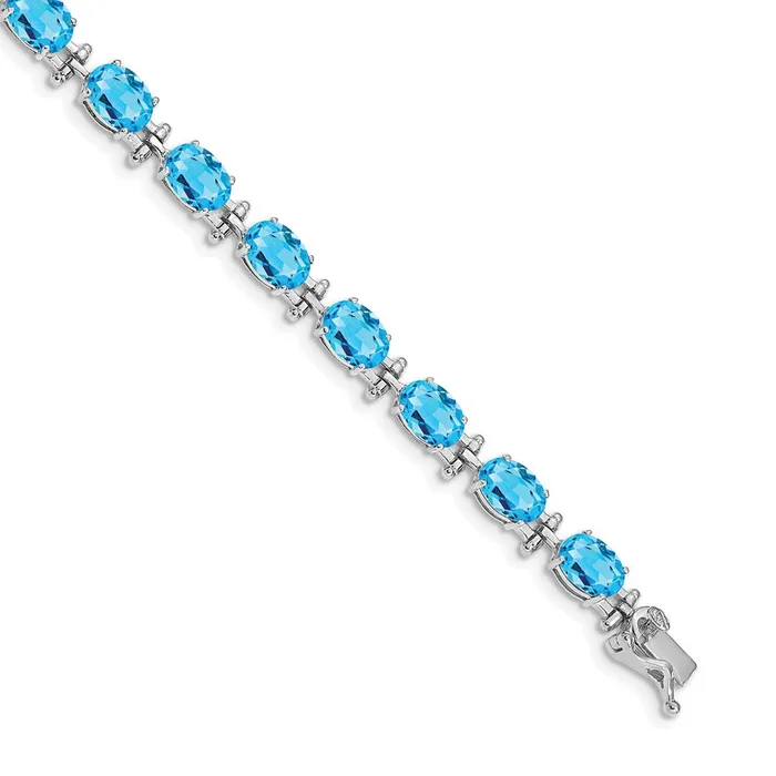 14k White Gold Blue Topaz Bracelet goldiaca Bracelets