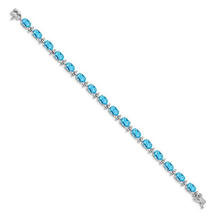 14k White Gold Blue Topaz Bracelet goldiaca Bracelets