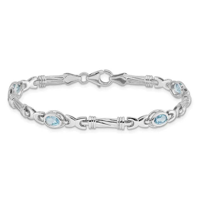14k White Gold Blue Topaz Bracelet goldiaca Bracelets