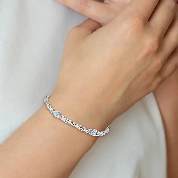 14k White Gold Blue Topaz Bracelet goldiaca Bracelets