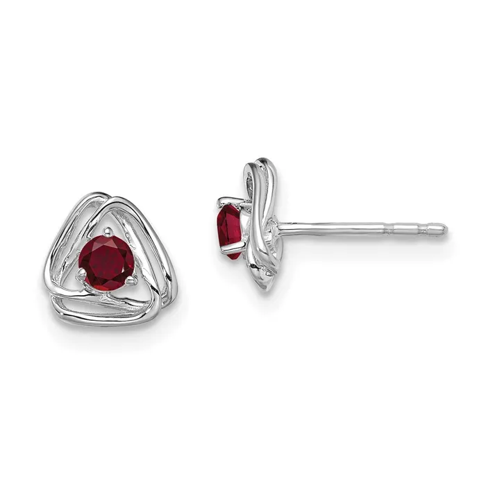 14k White Gold Created Ruby Post Earrings Goldia Earrings