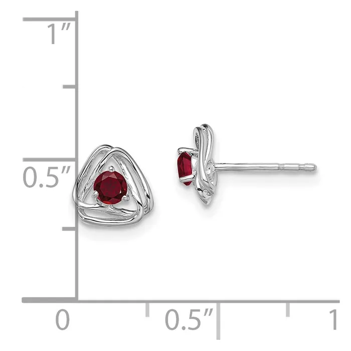 14k White Gold Created Ruby Post Earrings Goldia Earrings