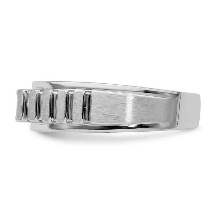 14K White Gold Lab Grown Diamond VSSI G Mens Band Ring Goldia Rings