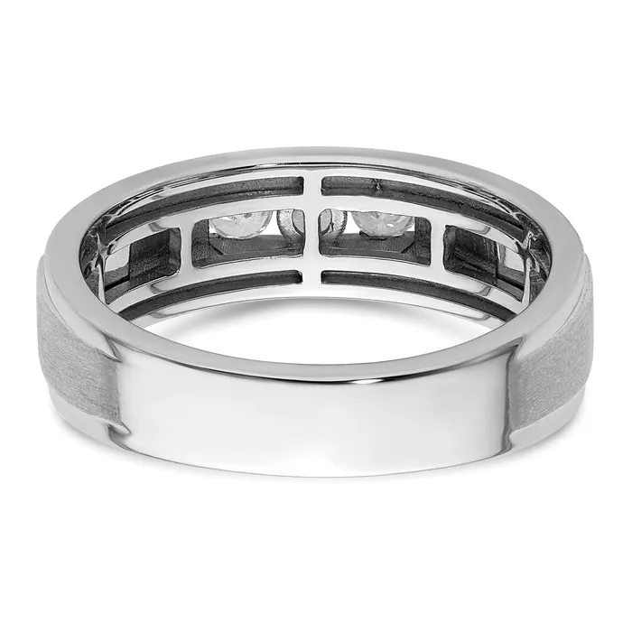 14K White Gold Lab Grown Diamond VSSI G Mens Band Ring Goldia Rings