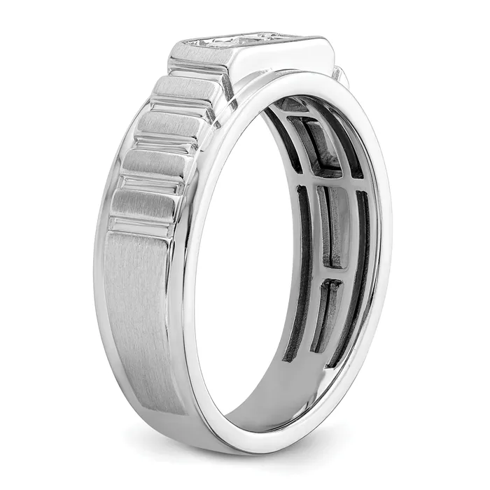 14K White Gold Lab Grown Diamond VSSI G Mens Band Ring Goldia Rings