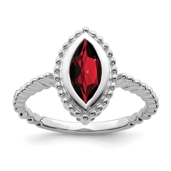 14k White Gold Marquise Garnet Ring Goldia Rings