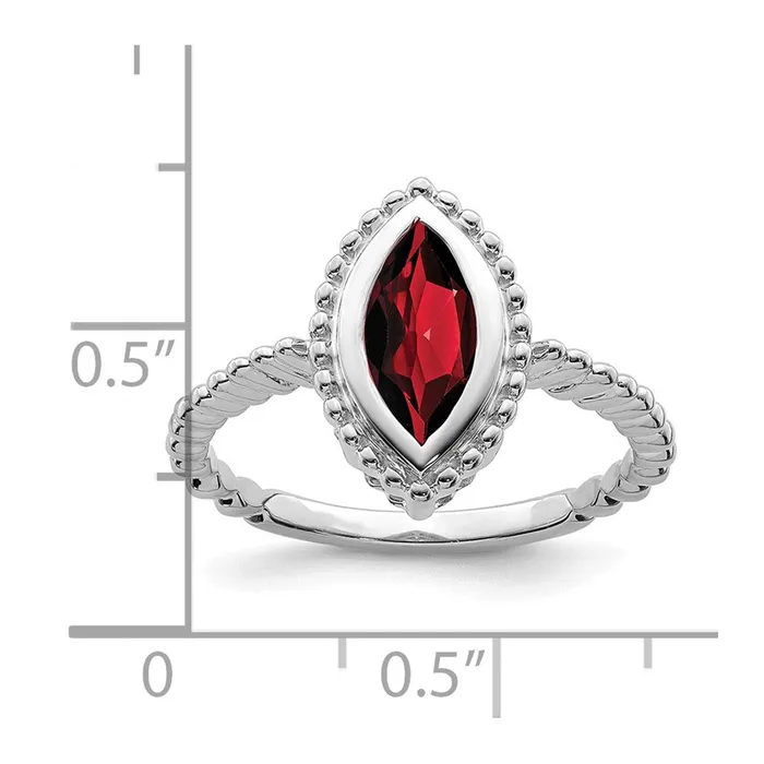 14k White Gold Marquise Garnet Ring Goldia Rings