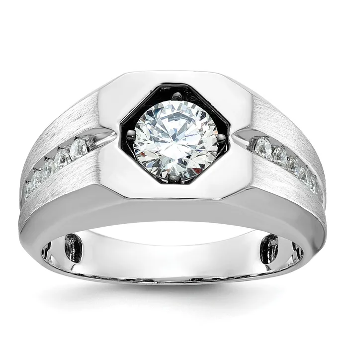 14k White Gold Mens Polished and Satin 15 carat Diamond Semimount Ring Goldia Rings 14k White Gold Mens Polished and Satin 15 carat Diamond Semimount Ring Goldia Rings
