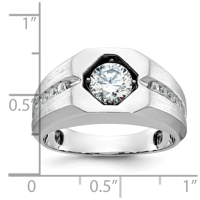 14k White Gold Mens Polished and Satin 15 carat Diamond Semimount Ring Goldia Rings