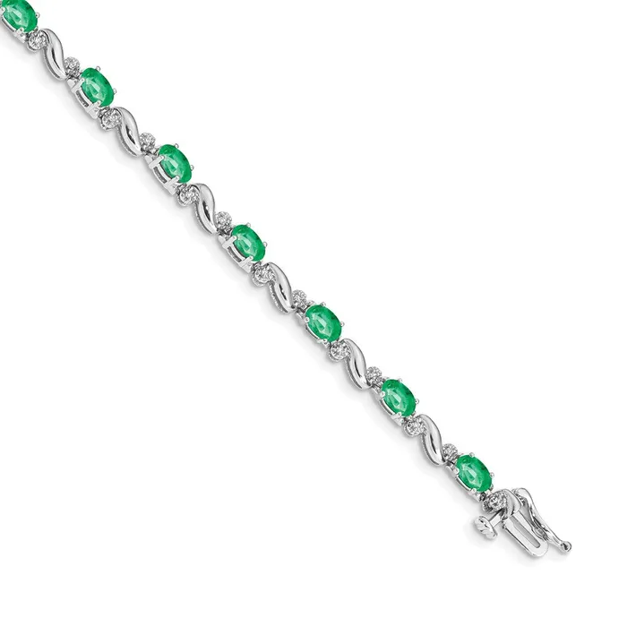 14k White Gold Natural Diamond and Emerald Bracelet goldiaca Bracelets 14k White Gold Natural Diamond and Emerald Bracelet goldiaca Bracelets