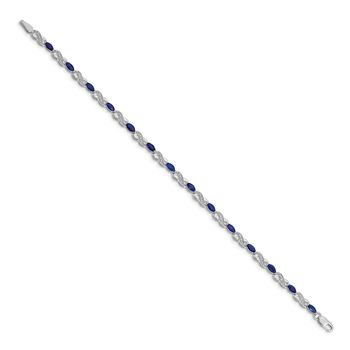 14k White Gold Natural Diamond and Sapphire Infinity Bracelet goldiaca Bracelets