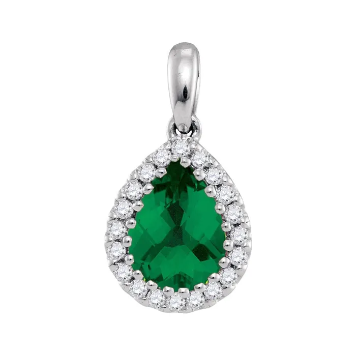 14k White Gold Pear Emerald Solitaire Green Pendant 1 Cttw gndatlanta Necklaces 14k White Gold Pear Emerald Solitaire Green Pendant 1 Cttw gndatlanta Necklaces