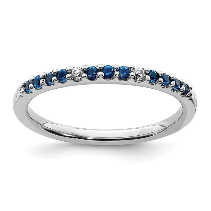 14k White Gold Real Diamond and Sapphire Band Goldiacom Rings