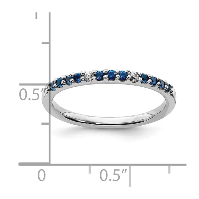 14k White Gold Real Diamond and Sapphire Band Goldiacom Rings