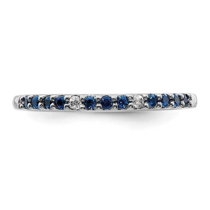 14k White Gold Real Diamond and Sapphire Band Goldiacom Rings