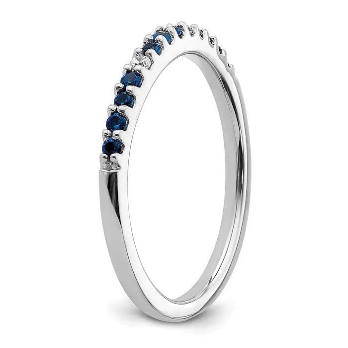 14k White Gold Real Diamond and Sapphire Band Goldiacom Rings