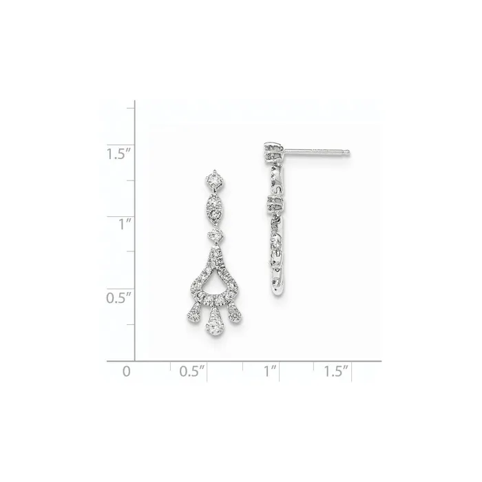 14K White Gold Real Diamond Post Dangle Earrings Goldia Earrings
